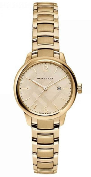  Shop Authentic Burberry The Classic Champagne Dial Gold Steel Strap Watch for Women - BU10109 - Luxxuri