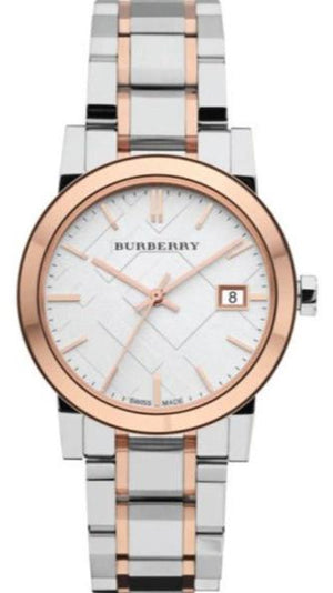  Shop Authentic Burberry The City White Dial Two Tone Steel Strap Watch for Women - BU9105 - Luxxuri