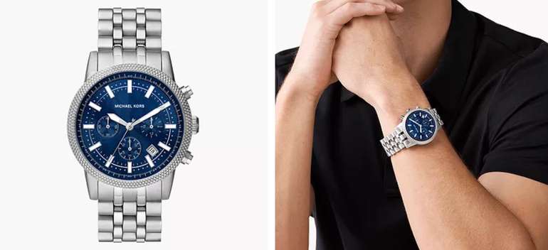  Shop Authentic Michael Kors Hutton Chronograph Blue Dial Blue Steel Strap Watch For Men - MK8952 - Luxxuri