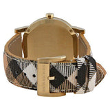  Shop Authentic Burberry The City Gold Dial Haymarket Brown Leather Strap Watch for Women - BU9026 - Luxxuri
