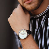  Shop Authentic Calvin Klein High Noon Chronograph White Dial Black Leather Strap Watch for Men - K8M271C6 - Luxxuri
