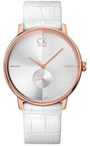  Shop Authentic Calvin Klein Accent Silver Dial White Leather Strap Watch for Women - K2Y216K6 - Luxxuri