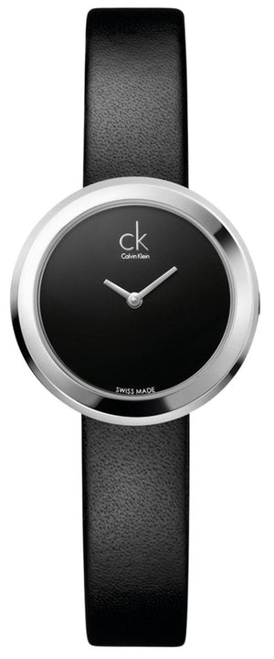  Shop Authentic Calvin Klein Firm Black Dial Black Leather Strap Watch for Women - K3N231C1 - Luxxuri