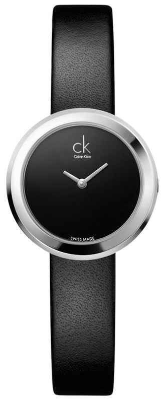  Shop Authentic Calvin Klein Firm Black Dial Black Leather Strap Watch for Women - K3N231C1 - Luxxuri