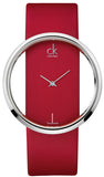  Shop Authentic Calvin Klein Glam Transparent Dial Red Leather Strap Watch for Women - K9423144 - Luxxuri