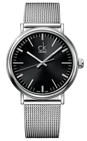  Shop Authentic Calvin Klein Surround Black Dial Silver Mesh Bracelet Watch for Men - K3W21121 - Luxxuri