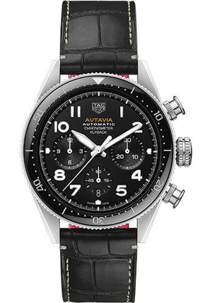  Shop Authentic Tag Heuer Autavia Chronometer Flyback Automatic Chronograph Black Dial Black Leather Strap Watch for Men - CBE511A.FC8279 - Luxxuri