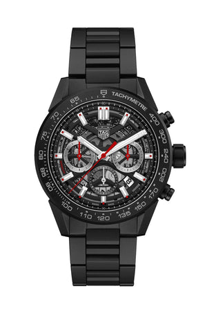  Shop Authentic Tag Heuer Carrera Automatic Chronograph Black Dial Black Steel Strap Watch for Men - CBG2090.BH0661 - Luxxuri