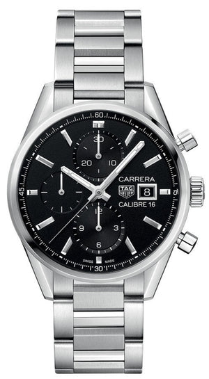  Shop Authentic Tag Heuer Carrera Automatic Chronograph Black Dial Silver Steel Strap Watch for Men - CBK2110.BA0715 - Luxxuri