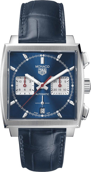  Shop Authentic Tag Heuer Monaco Automatic Chronograph Blue Dial Blue Leather Strap Watch for Men - CBL2111.FC6453 - Luxxuri