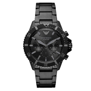  Shop Authentic Emporio Armani Diver Chronograph Black Dial Black Steel Strap Watch For Men - AR11363 - Luxxuri