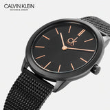 Shop Authentic Calvin Klein Minimal Black Dial Black Mesh Bracelet Watch for Women - K3M22421 - Luxxuri