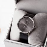  Shop Authentic Calvin Klein Accent Black Dial Black Leather Strap Watch for Men - K2Y211C3 - Luxxuri