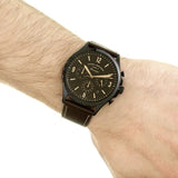  Shop Authentic Fossil Forrester Chronograph Black Dial Brown Leather Strap Watch for Men - FS5608 - Luxxuri