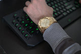  Shop Authentic Fossil Garrett Chronograph Gold Dial Gold Steel Strap Watch for Men - FS5772 - Luxxuri