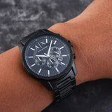  Shop Authentic Armani Exchange Banks Chronograph Black Dial Black Steel Strap Watch For Men - AX1722 - Luxxuri