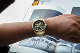  Shop Authentic Fossil Bronson Automatic Skeleton Black Dial Gold Steel Strap Watch for Men - ME3257 - Luxxuri
