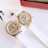  Shop Authentic Guess Heiress Diamonds Gold Dial White Rubber Strap Watch for Women - GW0407L2 - Luxxuri