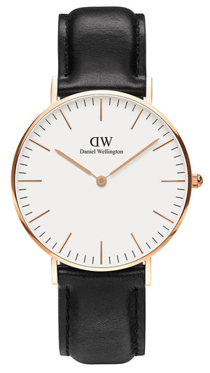  Shop Authentic Daniel Wellington Classic Sheffield White Dial Black Leather Strap Watch for Women - DW00100036 - Luxxuri