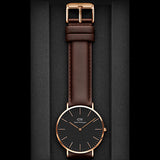  Shop Authentic Daniel Wellington Bristol Black Dial Brown Leather Strap Watch For Men - DW00100125 - Luxxuri