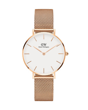  Shop Authentic Daniel Wellington Classic Petite Melrose White Dial Rose Gold Mesh Bracelet Watch For Women - DW00100163 - Luxxuri