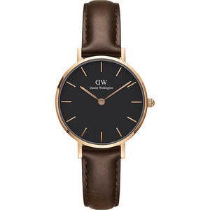  Shop Authentic Daniel Wellington Classic Petite Bristol Black Dial Brown Leather Strap Watch For Women - DW00100165 - Luxxuri