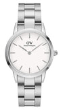 Daniel Wellington Iconic Link White Dial Silver Steel Strap Watch For Women - DW00100205