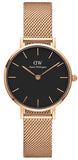  Shop Authentic Daniel Wellington Classic Petite Melrose Black Dial Rose Gold Mesh Bracelet Watch For Women - DW00100217 - Luxxuri