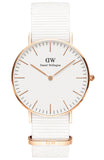  Shop Authentic Daniel Wellington Classic Dover White Dial White Nylon Strap Watch For Women - DW00100309 - Luxxuri