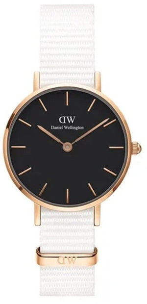  Shop Authentic Daniel Wellington Classic Petite Dover Black Dial White NATO Strap Watch For Women - DW00100314 - Luxxuri