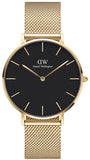  Shop Authentic Daniel Wellington Petite Evergold Black Dial Gold Mesh Strap Watch For Women - DW00100345 - Luxxuri