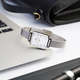  Shop Authentic Daniel Wellington Quadro Sterling White Dial Silver Mesh Strap Watch For Women - DW00100438 - Luxxuri