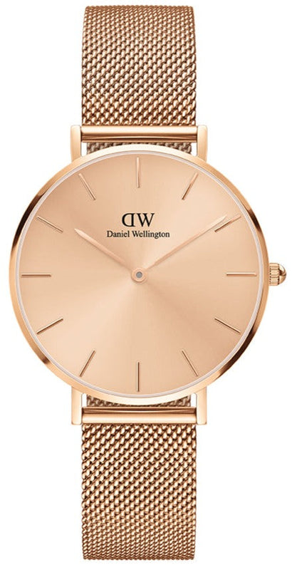  Shop Authentic Daniel Wellington Petite Rose Gold Dial Rose Gold Mesh Bracelet Watch For Women - DW00100470 - Luxxuri