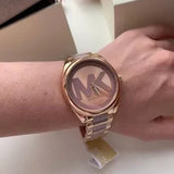  Shop Authentic Michael Kors Janelle Three Hand Rose Gold Dial Two Tone Steel Strap Watch For Women - MK7135 - Luxxuri
