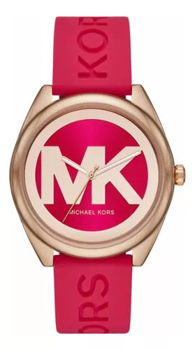  Shop Authentic Michael Kors Janelle Three Hand Red Dial Red Rubber Strap Watch For Women - MK7142 - Luxxuri