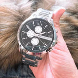 Shop Authentic Armani Exchange Hampton Chronograph Black Dial Silver Steel Strap Watch For Men - AX2152 - Luxxuri