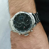  Shop Authentic Tommy Hilfiger Trent Quartz Black Dial Silver Steel Strap Watch For Men - 1791805 - Luxxuri