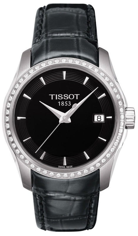  Shop Authentic Tissot T Trend Couturier Diamonds Black Dial Black Leather Strap Watch for Women - T035.210.66.051.00 - Luxxuri