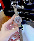  Shop Authentic Swarovski Passage Chrono Grey Dial Grey Leather Strap Watch for Women - 5580348 - Luxxuri