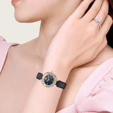  Shop Authentic Swarovski Lovely Crystals Analog Black Dial Black Leather Strap Watch for Women - 5301877 - Luxxuri