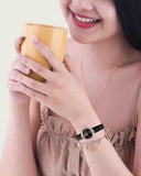  Shop Authentic Swarovski Crystal Flower Black Dial Black Leather Strap Watch for Women - 5552421 - Luxxuri