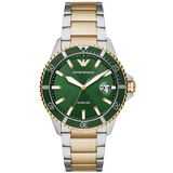  Shop Authentic Emporio Armani Diver Chronograph Green Dial Two Tone Steel Strap Watch For Men - AR80063 - Luxxuri