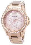 Shop Authentic Fossil Riley Multifunction Rose Gold Dial Rose Gold Steel Strap Watch for Women - ES2811 - Luxxuri