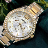  Shop Authentic Fossil Riley White Dial Two Tone Steel Strap Watch for Women - ES3204 - Luxxuri