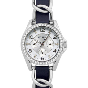  Shop Authentic Fossil Riley White Dial Blue Leather Strap Watch for Women - ES3464 - Luxxuri