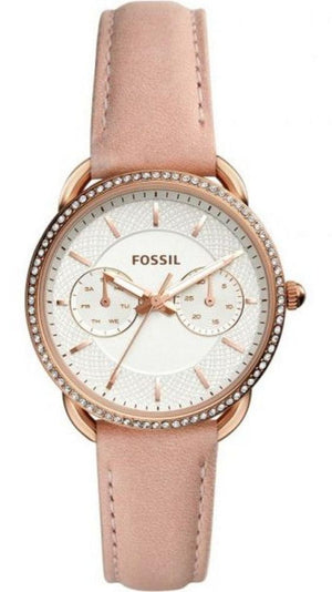 Shop Authentic Fossil Tailor Quartz White Dial Pink Leather Strap Watch for Women - ES4393 - Luxxuri