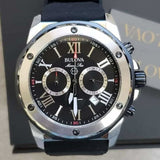  Shop Authentic Bulova Marine Star Chronograph Black Dial Black Rubber Strap Watch for Men - 98B127 - Luxxuri