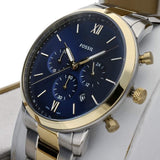  Shop Authentic Fossil Neutra Chronograph Blue Dial Two Tone Steel Strap Watch for Men - FS5706 - Luxxuri