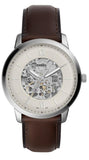  Shop Authentic Fossil Neutra Automatic Skeleton White Dial Brown Leather Strap Watch for Men - ME3184 - Luxxuri
