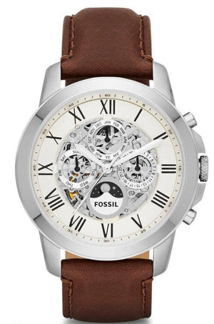  Shop Authentic Fossil Grant Automatic White Dial Brown Leather Strap Watch for Men -  ME3027 - Luxxuri